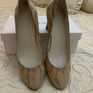 Calvin Klein Beige Snakeskin Heels